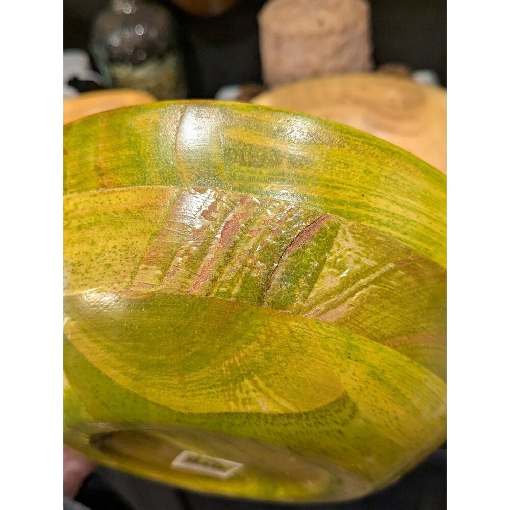 Tuttocasa Colorful Hand-Painted Wooden Vintage Salad Bowls Set Made In Taiwan - Picture 8 of 9